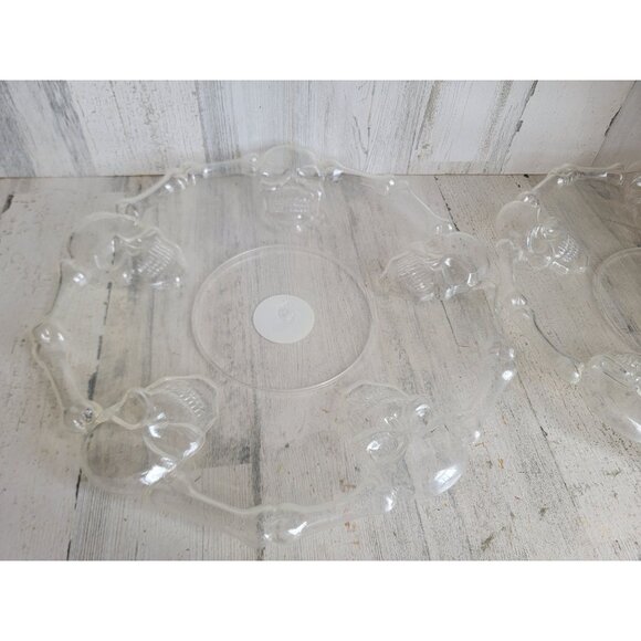 Skull clear serving tray set Halloween home decor prop vintage - Picture 2 of 6